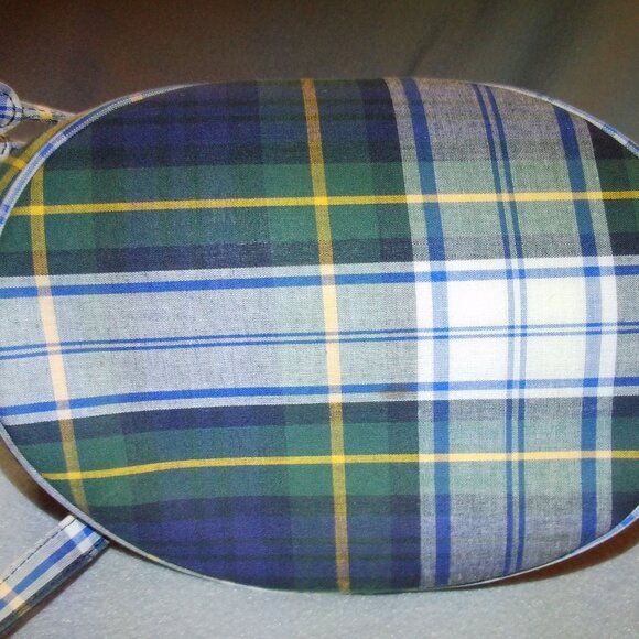 Vintage Tommy Hilfiger Plaid Drawstring Bucket Bag Purse Green Blue White - Picture 5 of 5